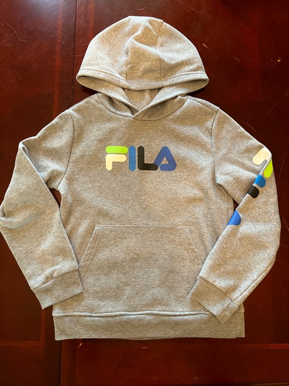 Fila Kids Grey Hoodie with Blue, Lime & Black Logo